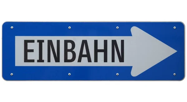 Einbahn翻訳白い背景に隔離された1つの方法道路交通標識 右矢印 — ストック写真