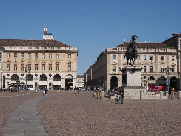 Turin Italy Circa September 2022 People Piazza San Carlo Square — стокове фото