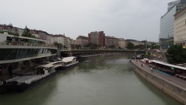 Vienna Austria Circa August 2022 Donaukanal Translation Danube Canal Water — Stock Video