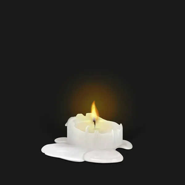 Burning white candle on a black background — Stock Vector