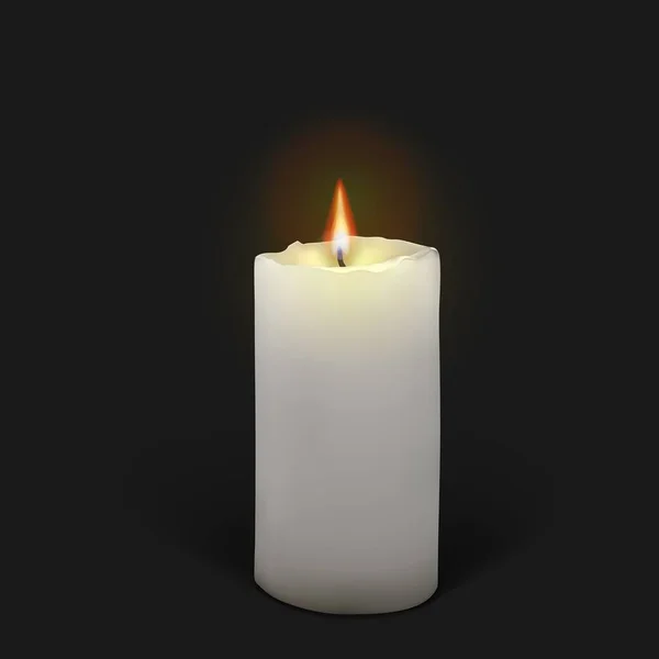Hořící bílá svíčka na černém pozadí Vektorová Grafika
