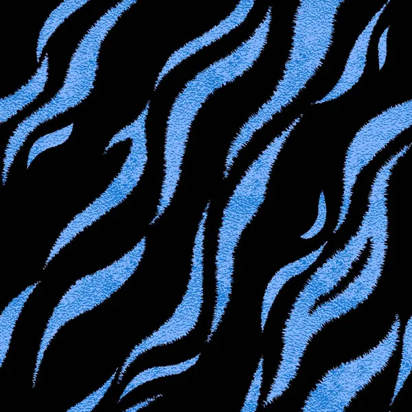 Nahtloses blaues Tigerfell-Muster. Metallischer Tigerfell-Print. — Stockvektor