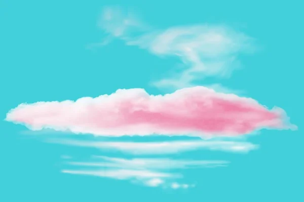 Nube rosa realista sobre un fondo azul. — Vector de stock