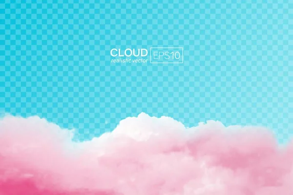 Nuvola rosa realistica su uno sfondo trasparente. — Vettoriale Stock