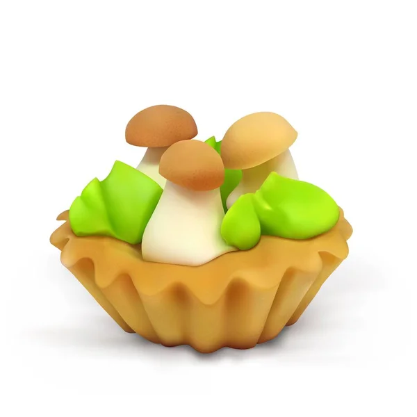 Panier à gâteaux aux champignons. — Image vectorielle