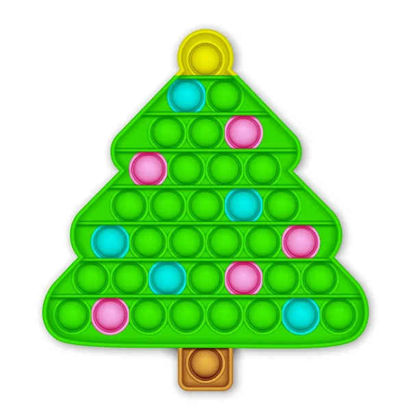 Christmas tree. Realistic pop It fidget antistress toy. Vector illustration trendy toy on white background. — 图库矢量图片