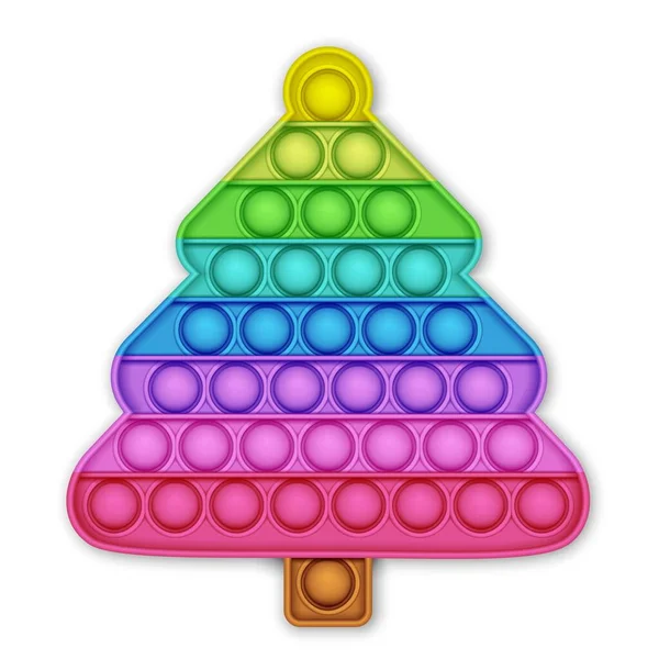 Christmas tree. Realistic pop It fidget antistress toy. Vector illustration trendy toy on white background. — 图库矢量图片