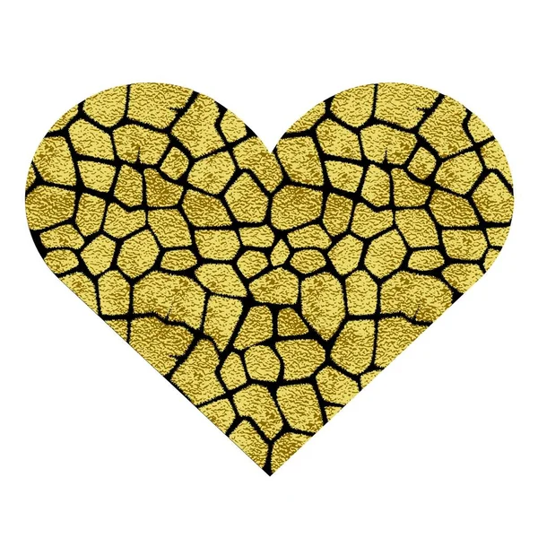 Καρδιά με ζωικό αποτύπωμα. Χρυσός μεταλλικός φορέας — Διανυσματικό Αρχείο