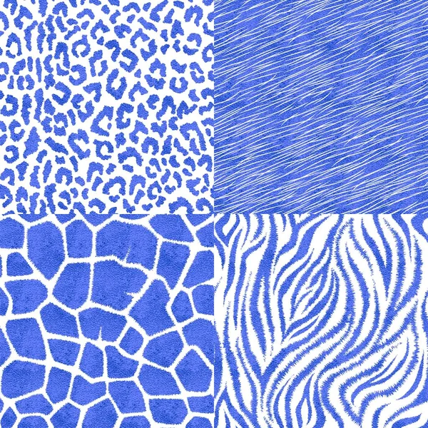 Set of seamless patterns with animal prints. — Stock Vector