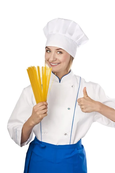 Chef holding thumbs up — Stock Photo, Image