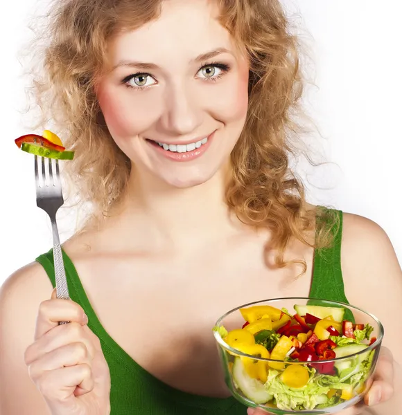 Молодая красивая девушка и вегетарианская диета — стоковое фото
