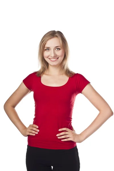 Attractive smiling blond in studio — Stock Photo, Image