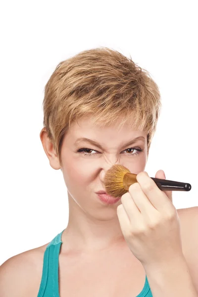 Young girl does makeup — Stock Photo, Image