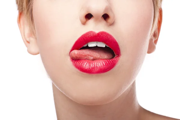 Lábios vermelhos sexy — Fotografia de Stock