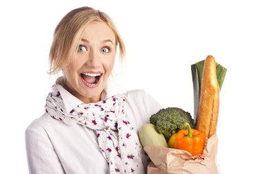 Sürpriz paket ürünlerin kadınla