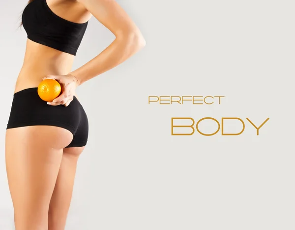 Concept of a healthy body. Beautiful bottom, fruit — Stock Photo, Image