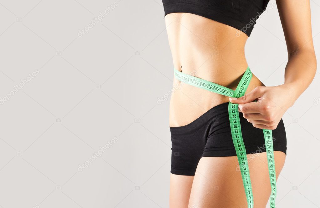Woman measuring perfect body, concept