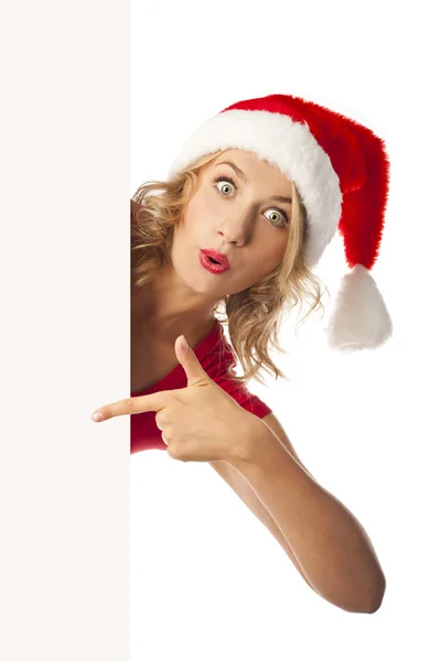 mutlu Noel Baba kız elinde boş afiş