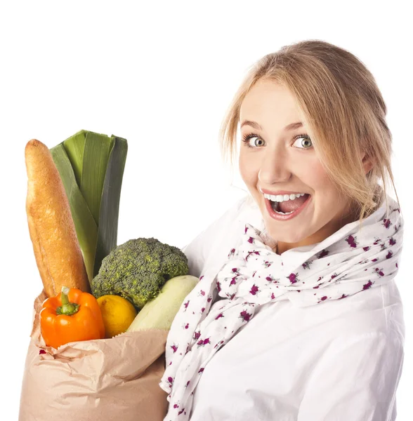 The girl in the studio. Healthy meal. — Stock Photo, Image