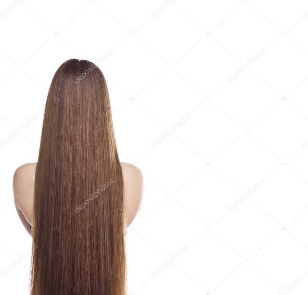 Beautiful long hair. Studio on white