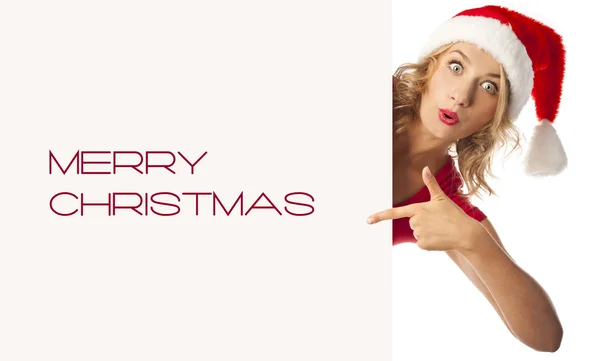 mutlu Noel Baba kız elinde boş afiş