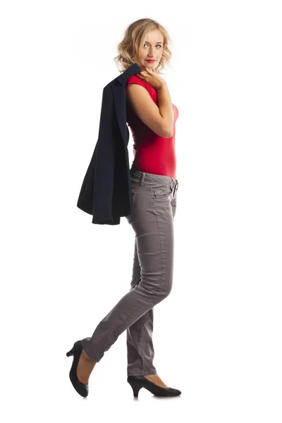 Young business woman in a jacket — Stock Photo, Image