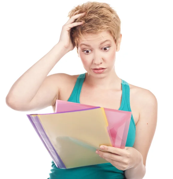 Gelukkig student vrouw met schoolboeken — Stockfoto