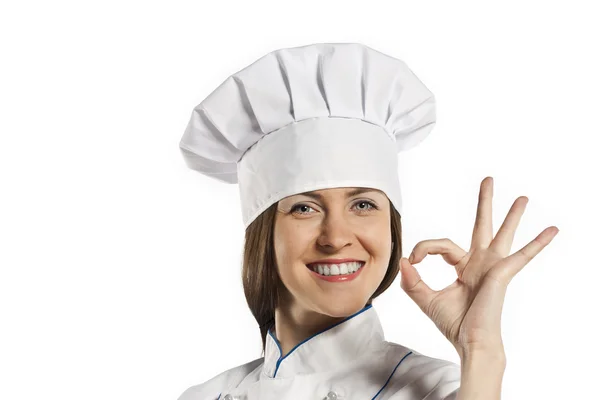 Szakács baker vagy cook mutatja rendben van — Stock Fotó