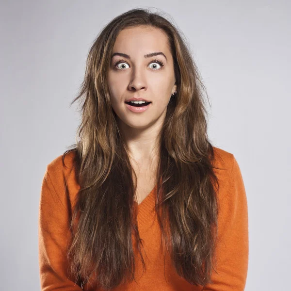 Female in shock at the studio — Stock Photo, Image