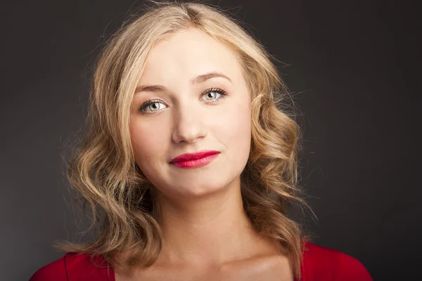 Woman in Red. Sexy blonde — Stock Photo, Image