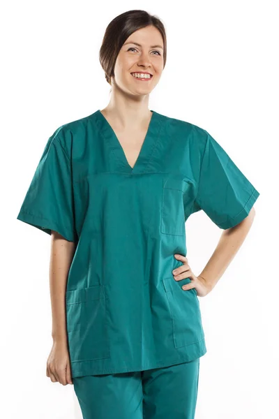 Vrouwelijke arts of verpleegkundige, geïsoleerd — Stockfoto