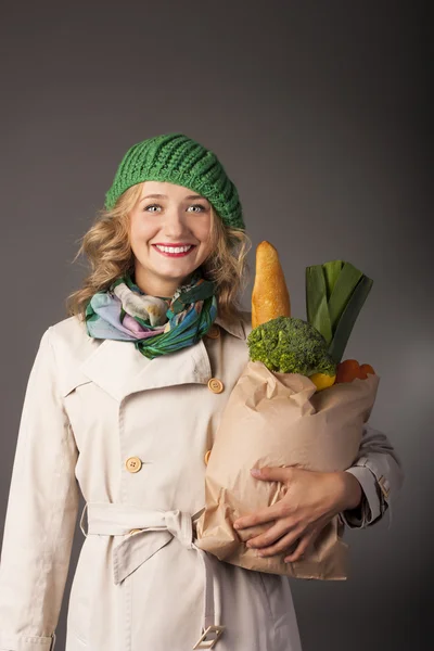 Young lady and healthy food — Stock Photo, Image