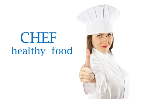Chef woman. Isolated on white — Stock Photo, Image