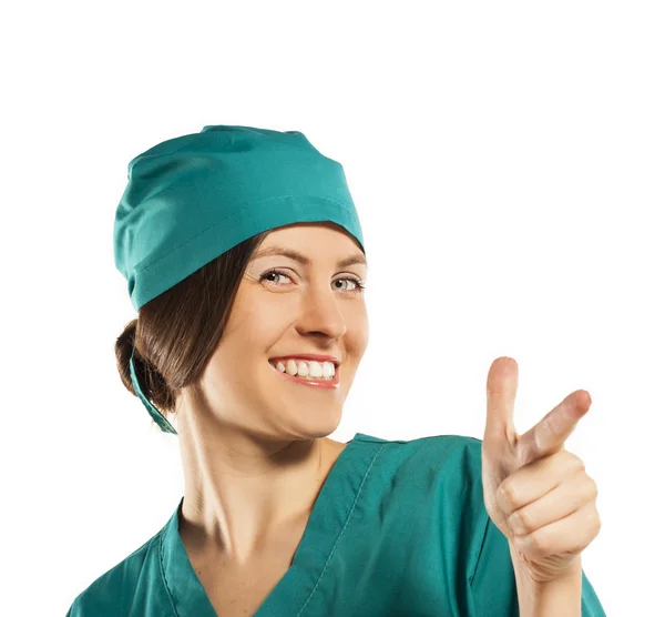 행복 한 긍정적인 간호사입니다. 흰색 배경에 고립 — 스톡 사진