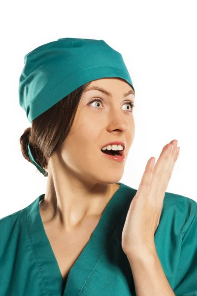 Young doctor surgeon in the studio. white background — Stock Photo, Image