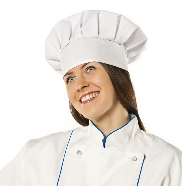 Unga kvinnliga kock leende — Stockfoto
