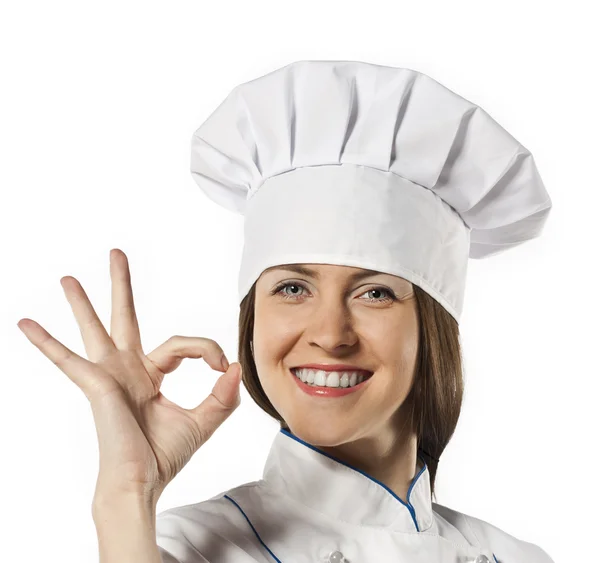 Chef baker or cook showing ok — Stock Photo, Image