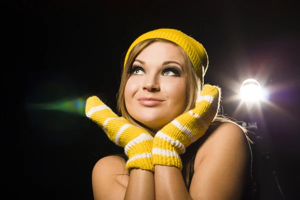 Beautiful woman in winter clothes. Studio shot — Stock Photo, Image