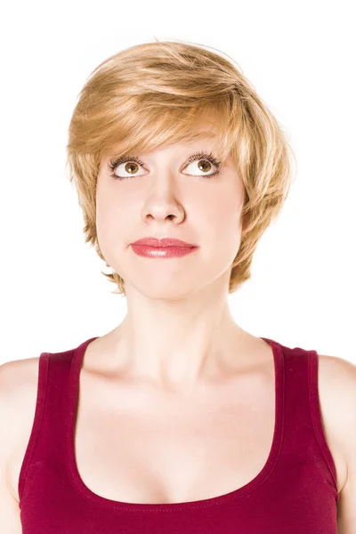 Mujer diferentes expresiones faciales. estudio — Foto de Stock