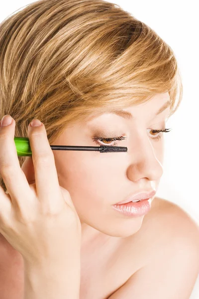 Make-up. eyelashes. studio. white — Stock Photo, Image