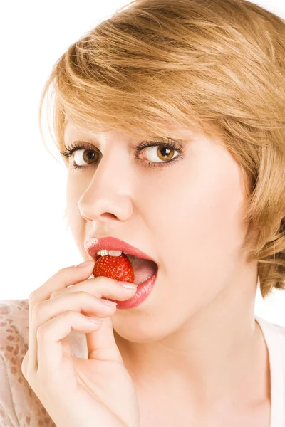 Junge Studentin beim Mittagessen — Stockfoto