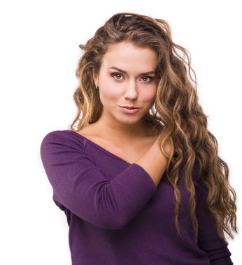 beyaz zemin üzerinde bir öğrenci. kıvırcık saç