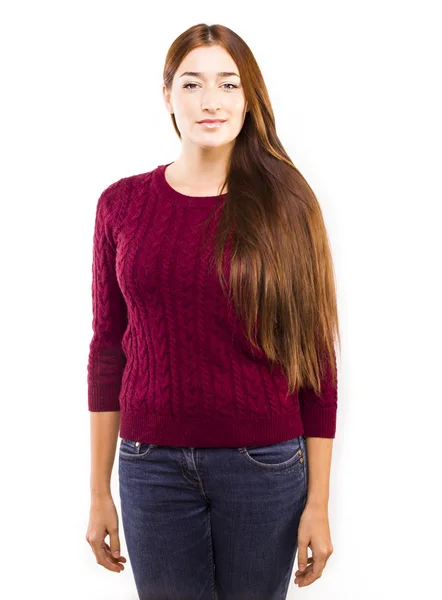 Retrato de una mujer de negocios sonriente, aislada sobre fondo blanco. Modelo femenino  . —  Fotos de Stock