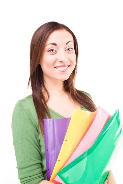 Joven estudiante feliz en blanco — Foto de Stock