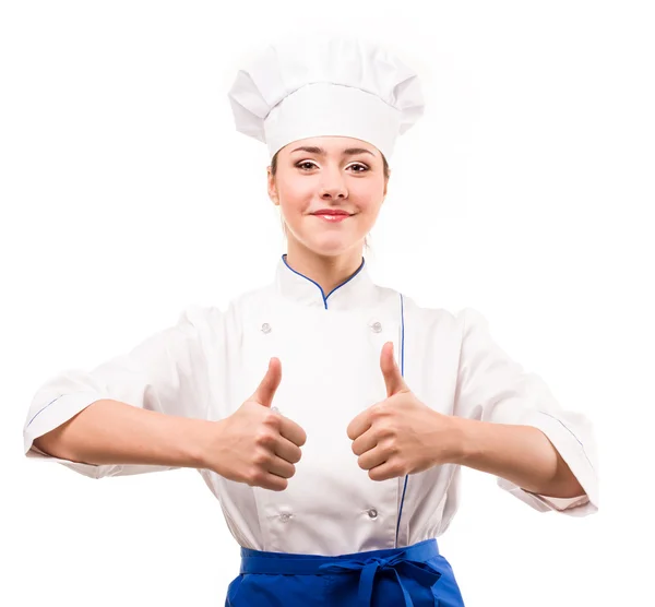 Joven chef sobre un fondo blanco —  Fotos de Stock