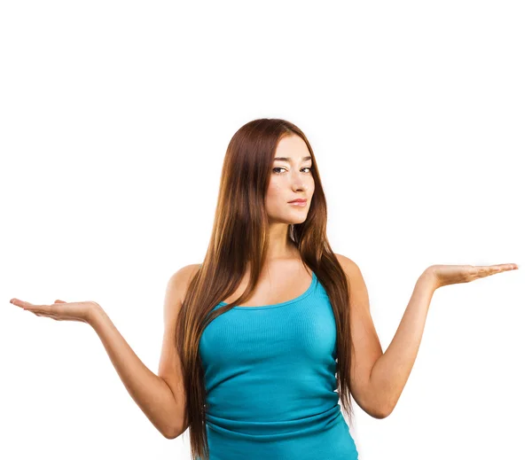 Empty woman hands. studio. white — Stock Photo, Image