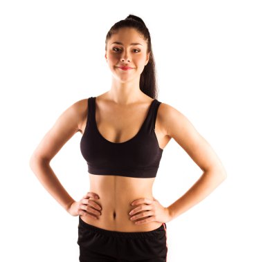 izole güzel genç sportif kaslı kadın,