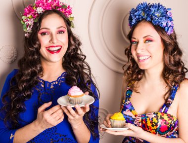 çekici parlak kız kekler