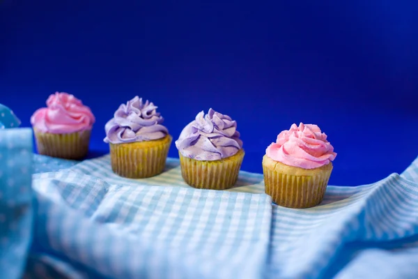 Cupcake em um fundo azul — Fotografia de Stock