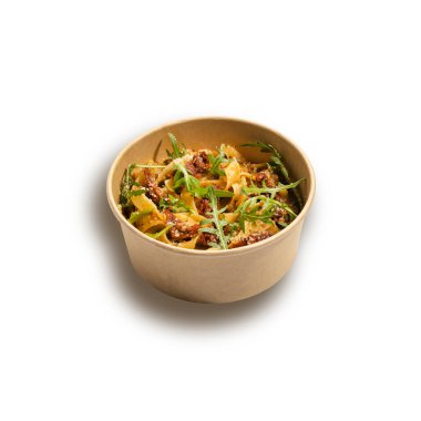 Tasty appetizing classic italian pasta with cheese sauce,